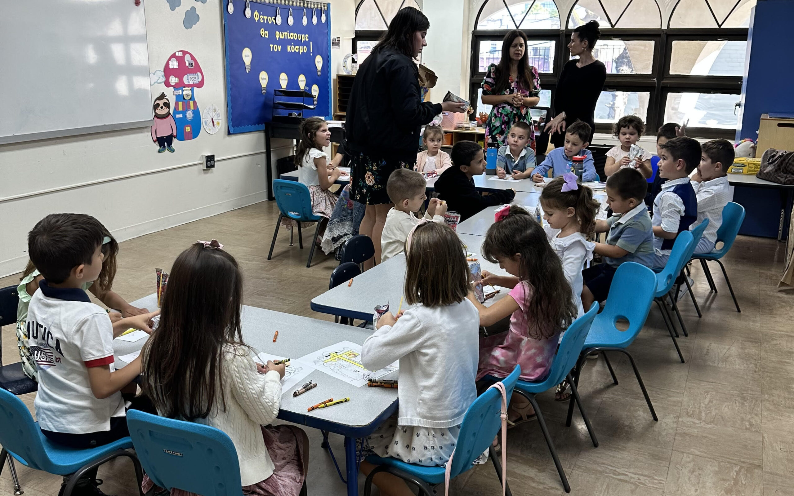 Sunday School kids working together